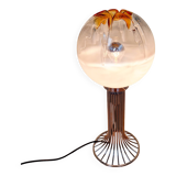 Mazzega floor lamp in chromed metal and milky glass globe, 1960s-70s