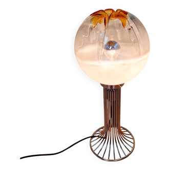 Mazzega floor lamp in chromed metal and milky glass globe, 1960s-70s