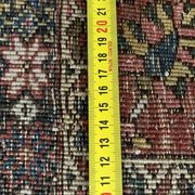 Antique handmade Hamadan Persian rug, ivory medallion on dark background 148x103.
