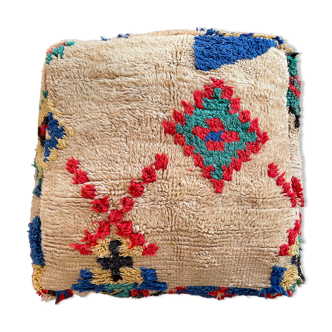 Large Bohemian Moroccan Berber Ottoman Colorful Beige Multicolored