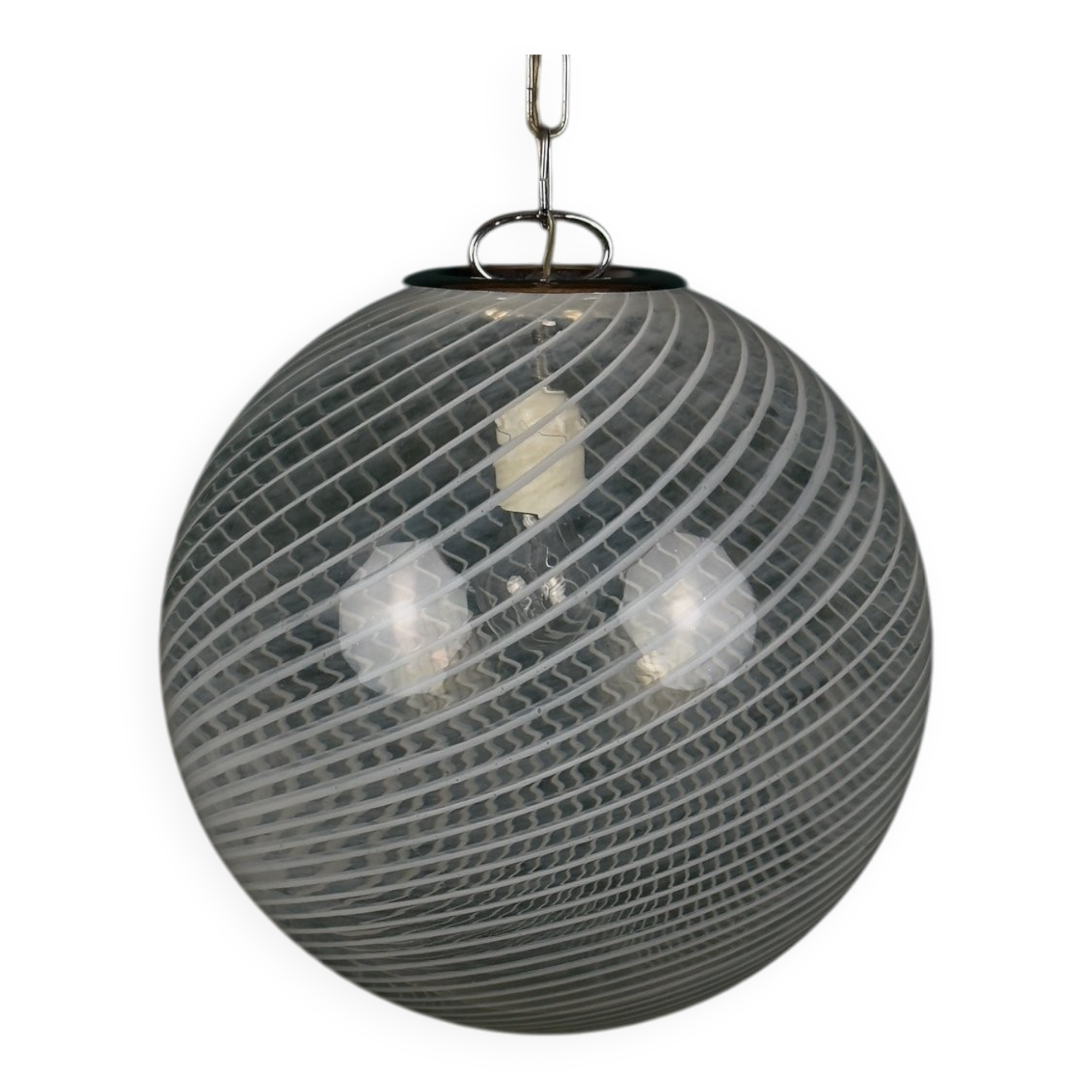 Vintage Swirl Murano pendant lamp, Italy, 1970s