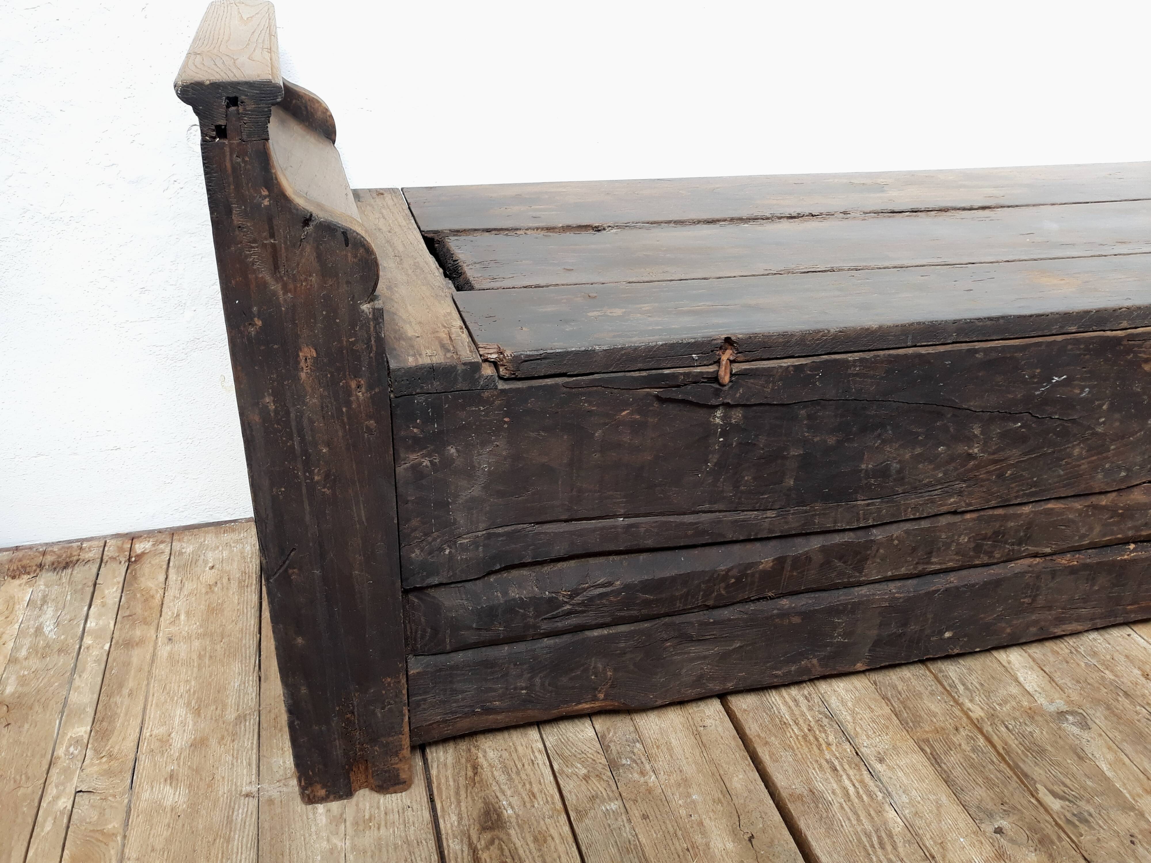 Church bench wooden chest 18th