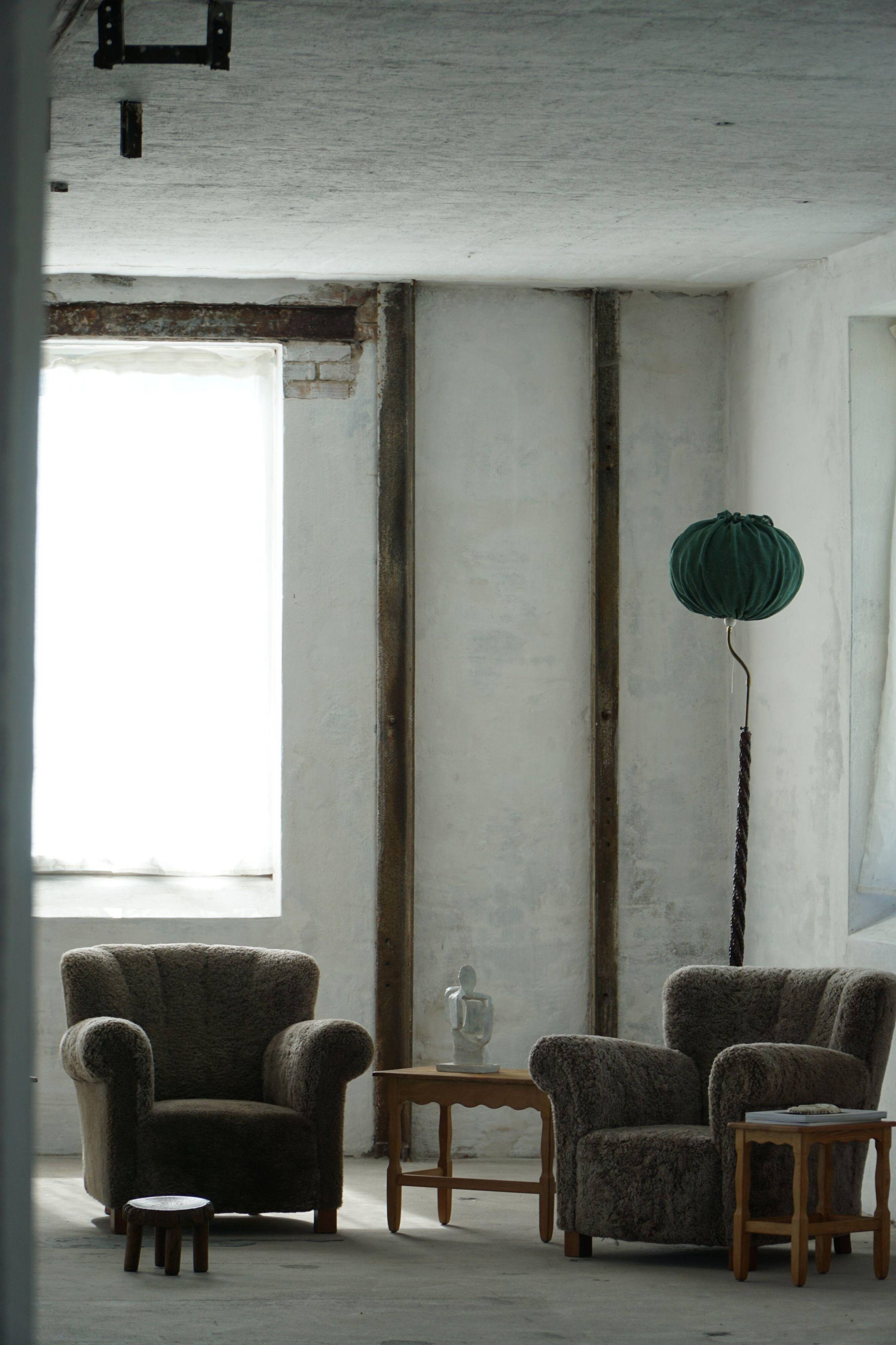 Organic Swedish floor lamp from the mid-century in burnt wood, Wabi Sabi, 1950s