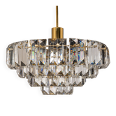 Superb chandelier, brass and crystal glass by Kinkeldey, Germany, 1970s.