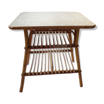Bamboo and vintage rattan coffee table