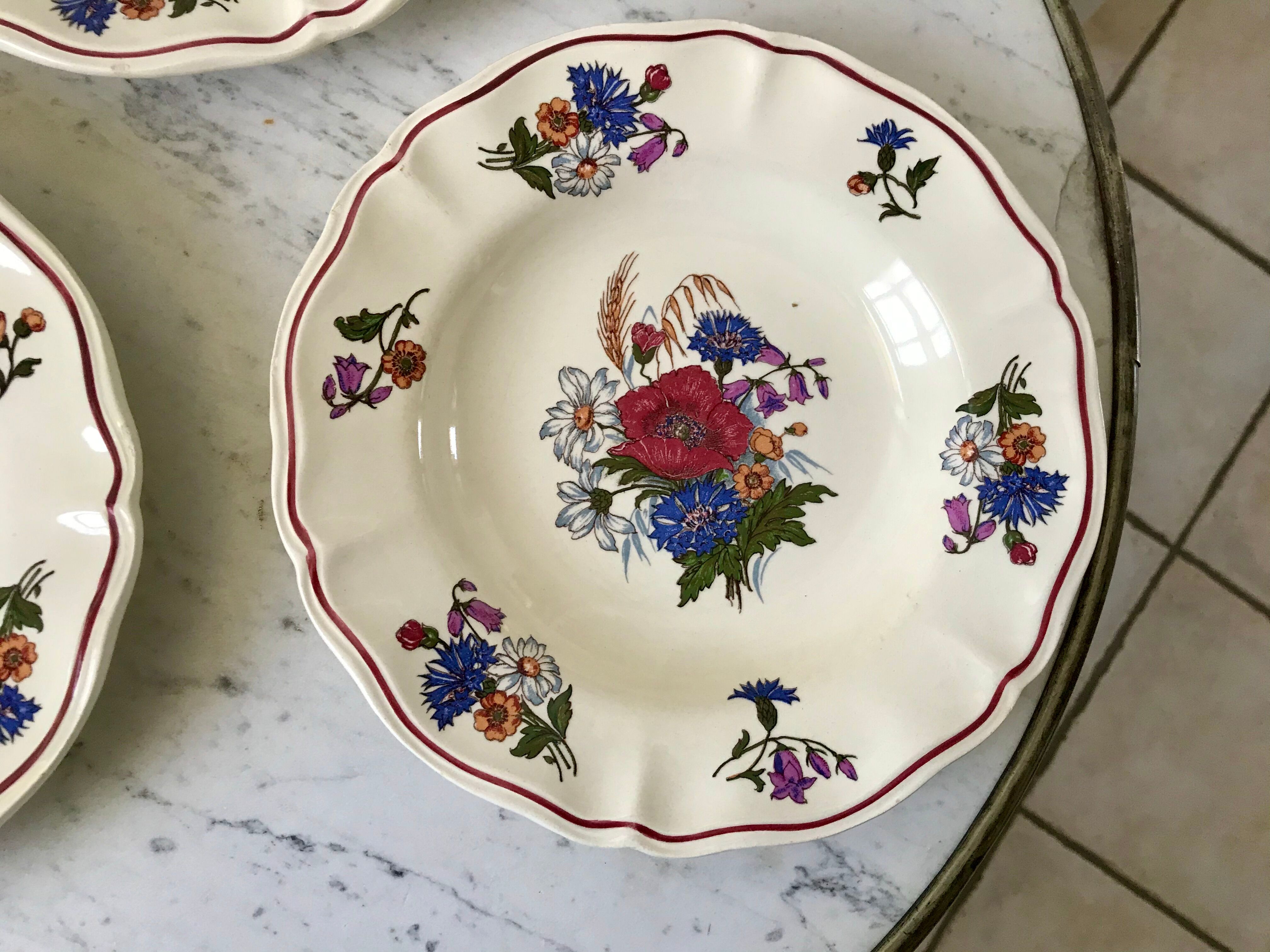 trio of hollow plates Sarreguemines model Agreste 60s