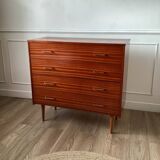 Teak veneer chest of drawers
