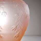 Large art deco style vase in molded/pressed pink glass paste