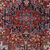 Antique heriz rug 353x263 cm wool oriental hand made carpet red, brown, blue