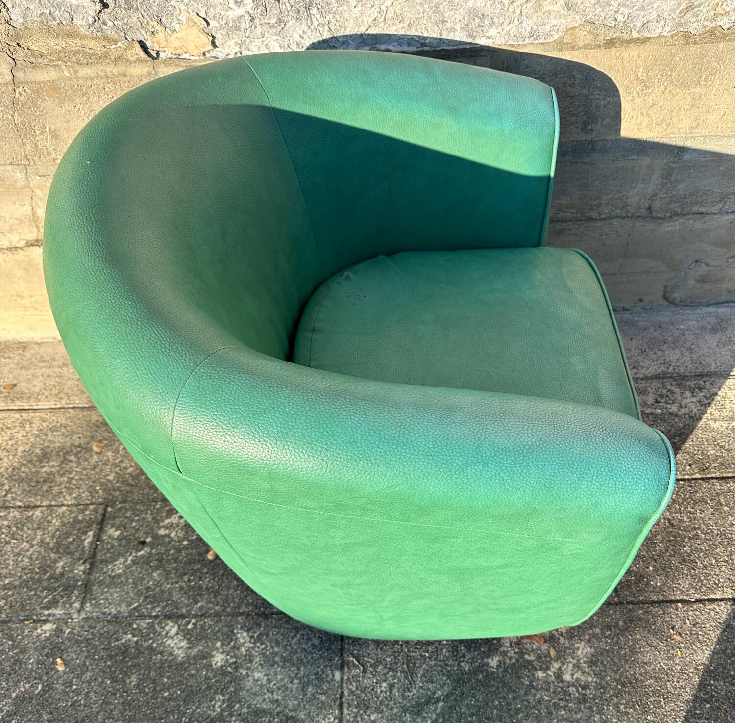 Vintage green leather club chair, antique green leather sofa.