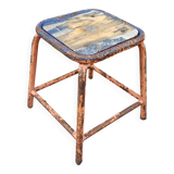 Square stool industrial workshop metal and wood tube