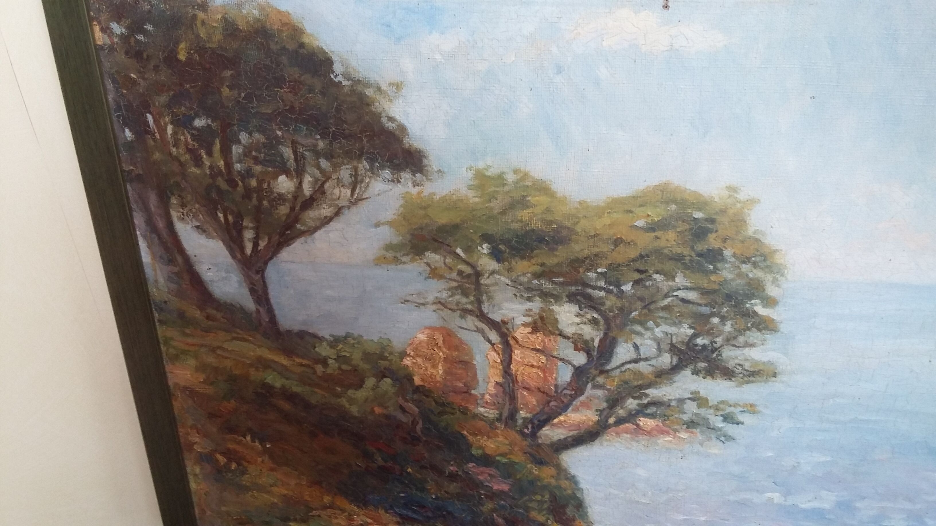 Oil on canvas Edge of the Mediterranean, rocks and pines of B.Willard