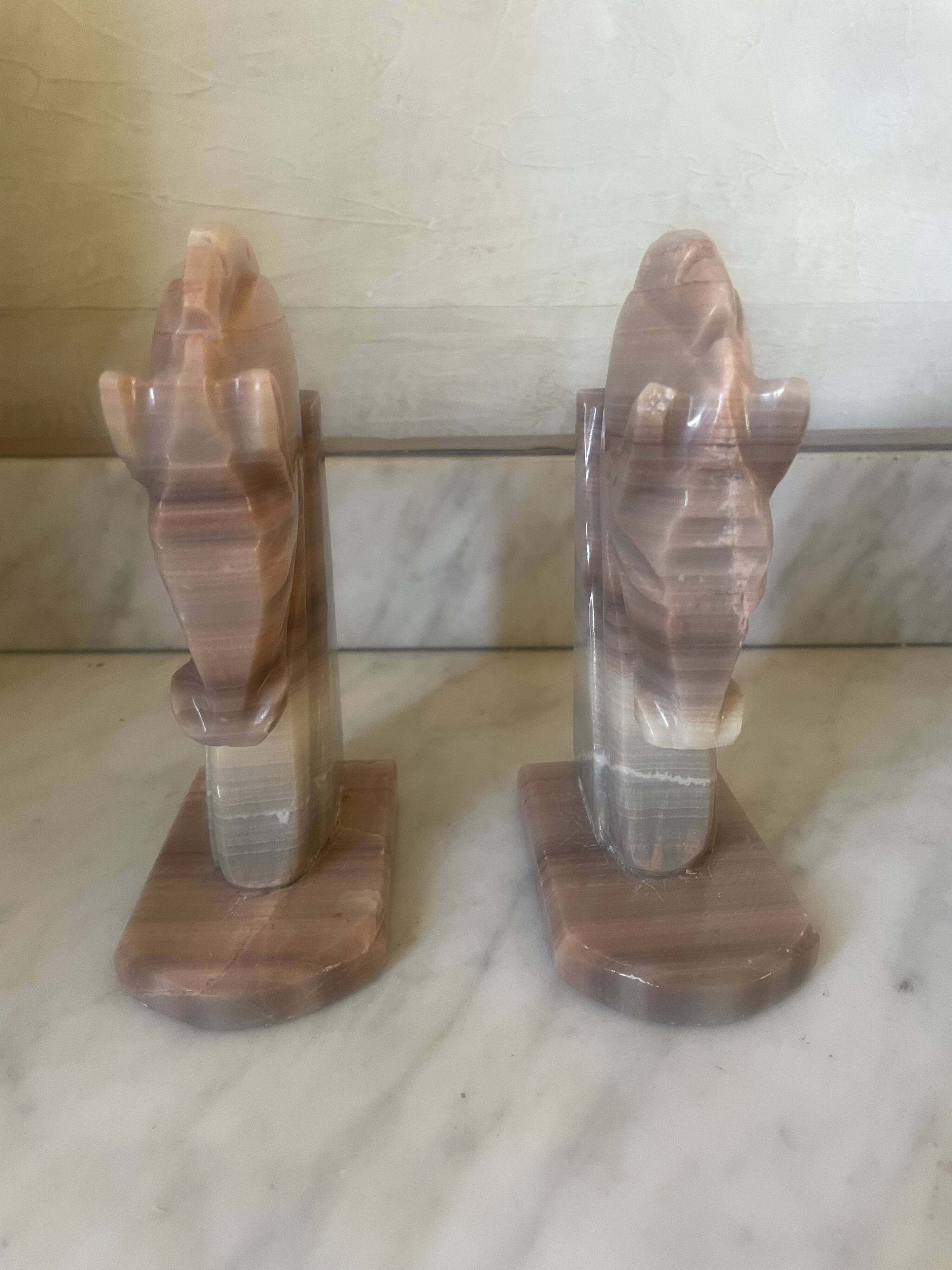 Vintage onyx horse head bookends
