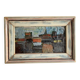 Vintage Abstract Kulo Green Oil Painting 1970s