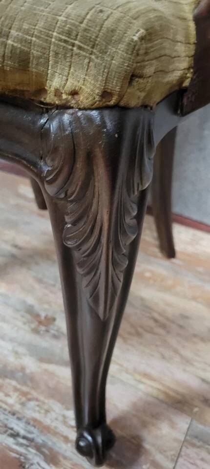 Louis XV style curved desk chair in carved mahogany circa 1850