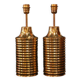 Pair of lamps in gilded brass