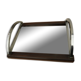 Large plateau mirror macassar chrome metal art deco modernist takes hoops