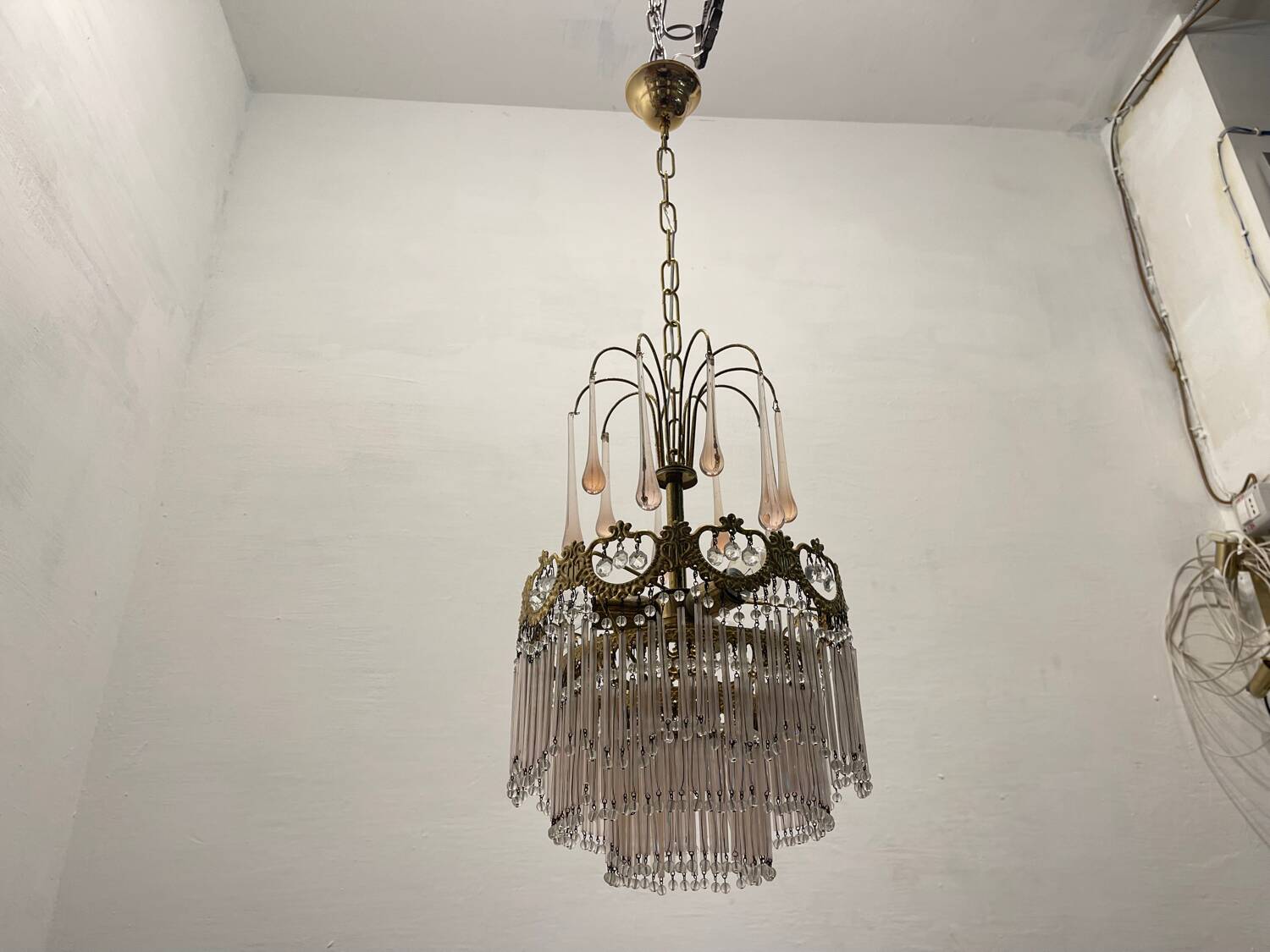 Pink Murano Glass Rod Chandelier