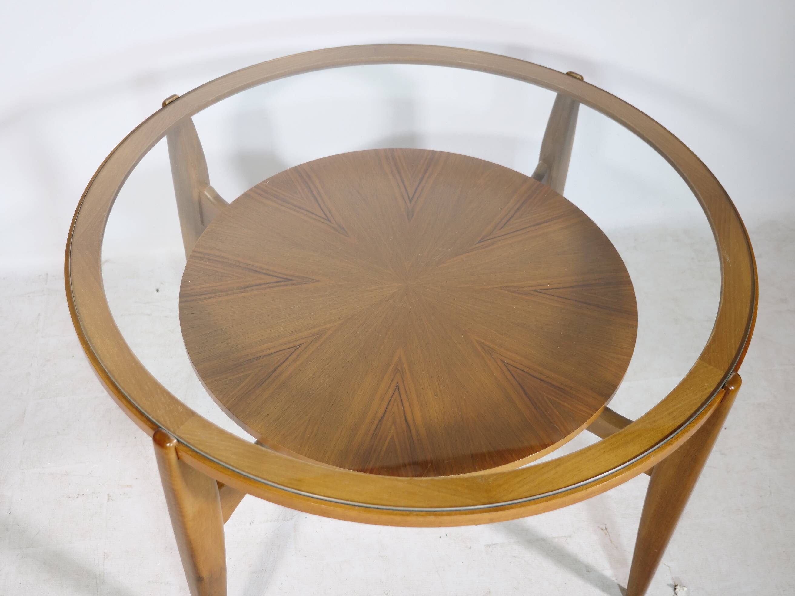 Mid-Century Coffee Table Walnut and Glass by Wilhelm Renz, 1960s