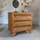 Commode vintage en chêne et rotin