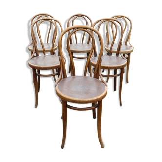 Lot de 6 chaises bistrot Thonet N°18 art nouveau de 1920