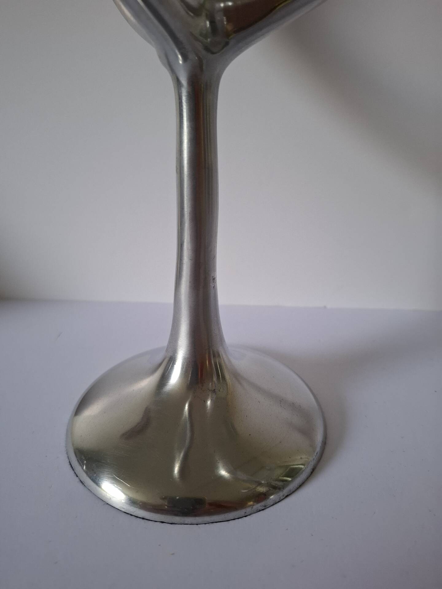 Vintage aluminium candlestick duo
