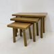Ensemble de tables gigognes en chêne massif brutaliste, années 1970