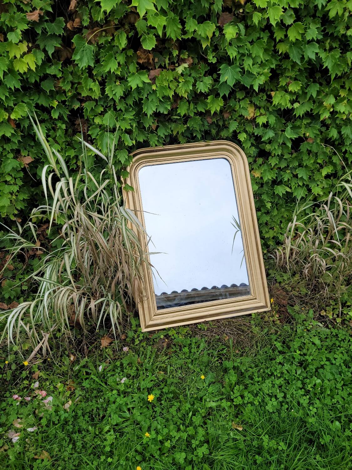 Louis Philippe wooden and gilded stucco mirror