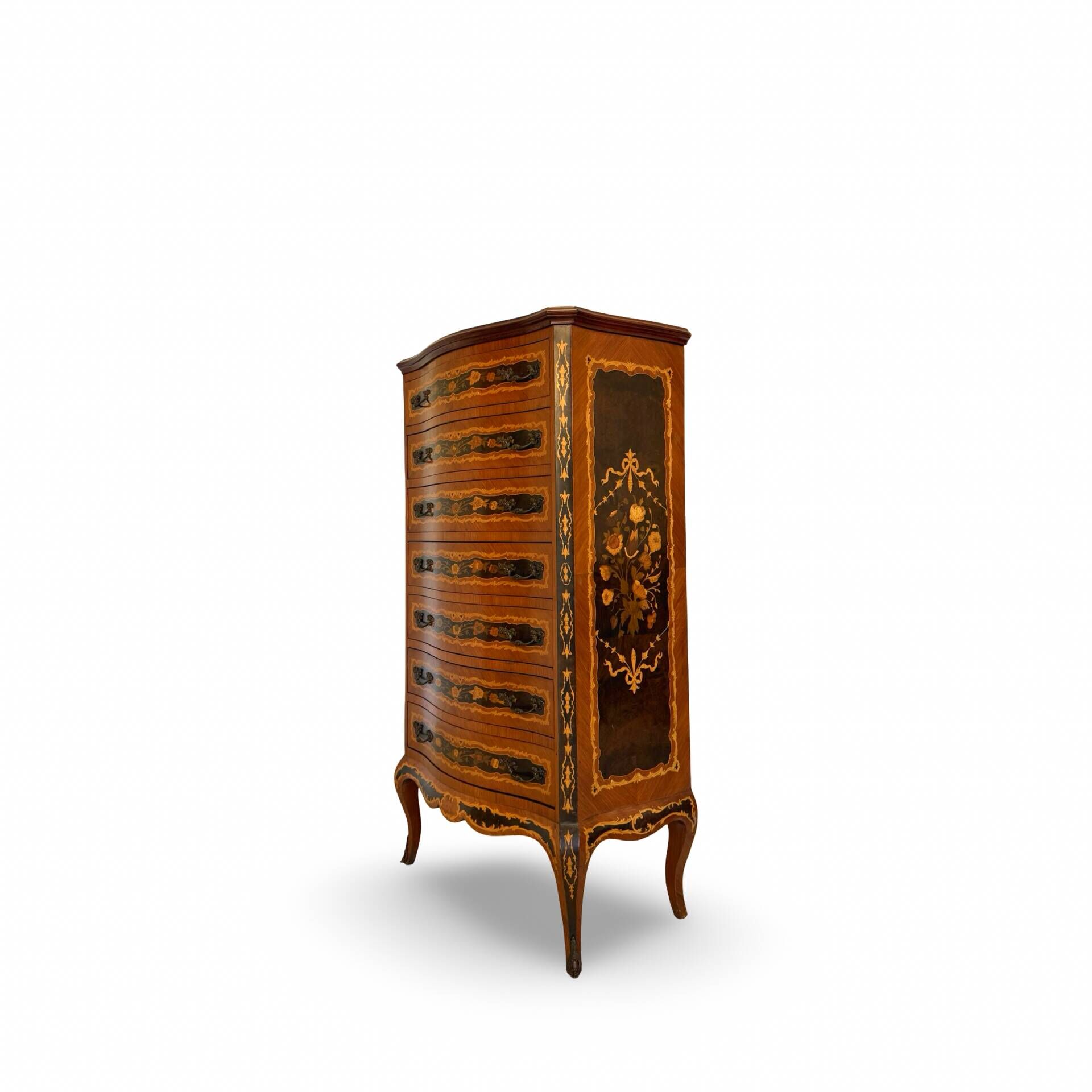 Wooden bedroom suite with inlays in mid-century Italian style, by Pacifici Prete, Rome.