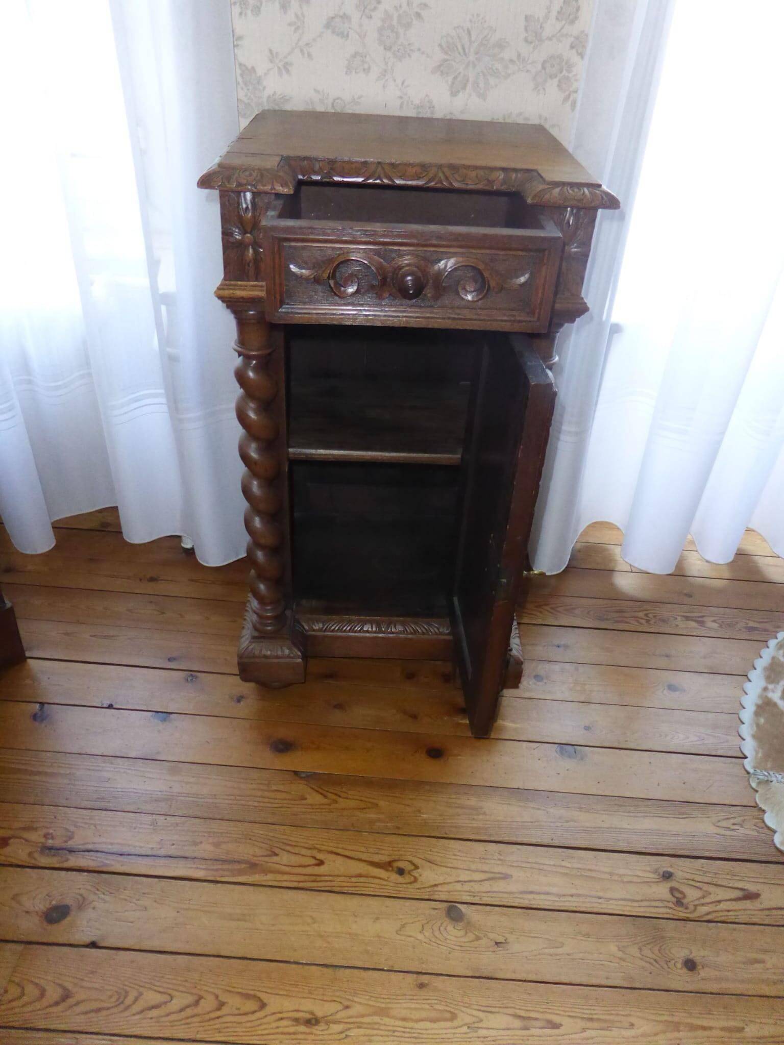Antique bedside table in Louis XIII Baroque style