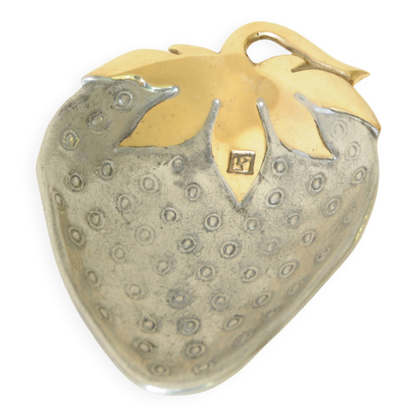Vide-poche vintage fraise - laiton aluminium - ART3 - Style David Marshall