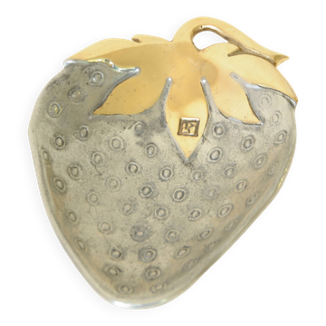 Vide-poche vintage fraise - laiton aluminium - ART3 - Style David Marshall