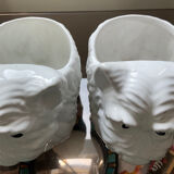 Duo of vintage pot pot dogs ceramic 70s-80s