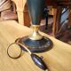 Vintage leather and brass desk lamp Le Tanneur