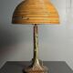 Mid-Century Pencil Reed Rattan Bamboo and Brass Table Lamp, 1970s