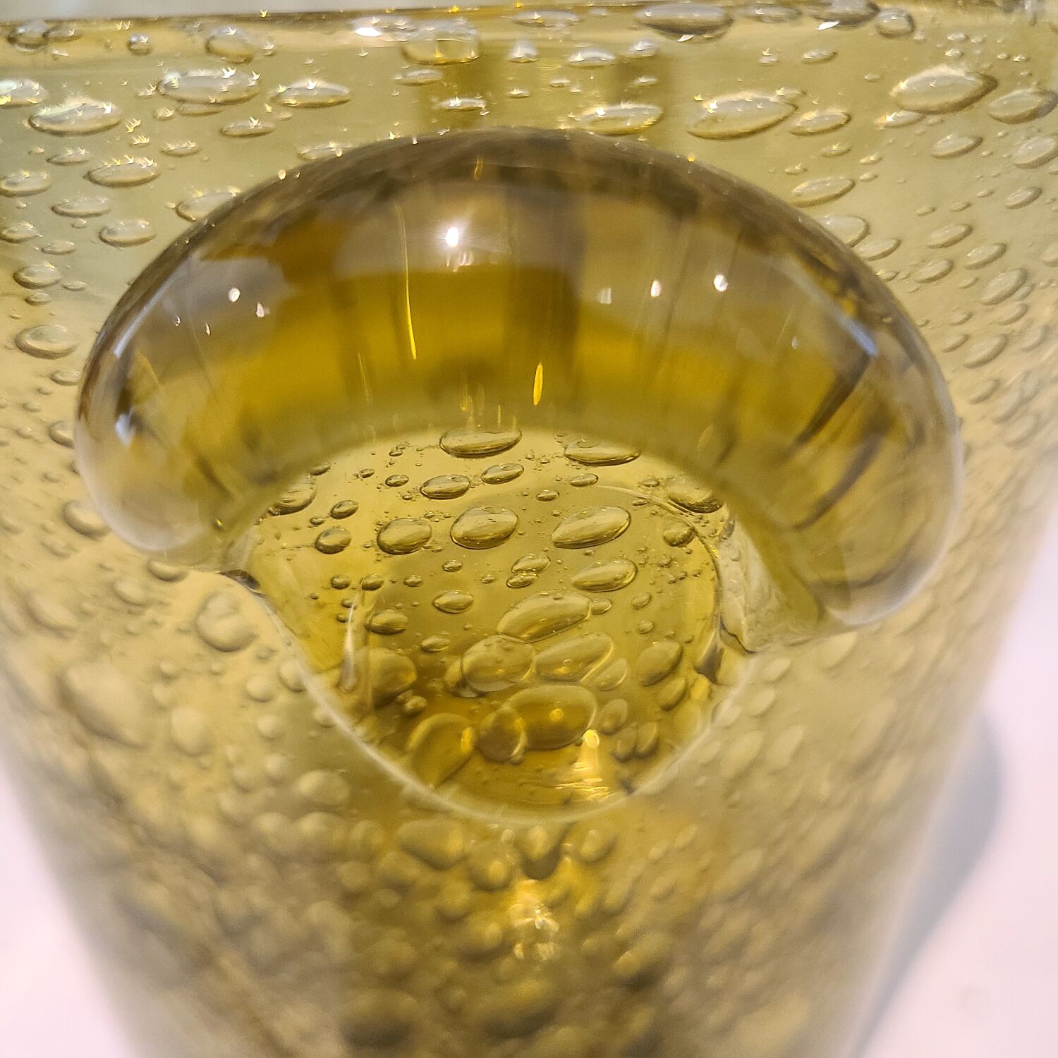Vintage bubble-blown glass ice bucket by Biot.