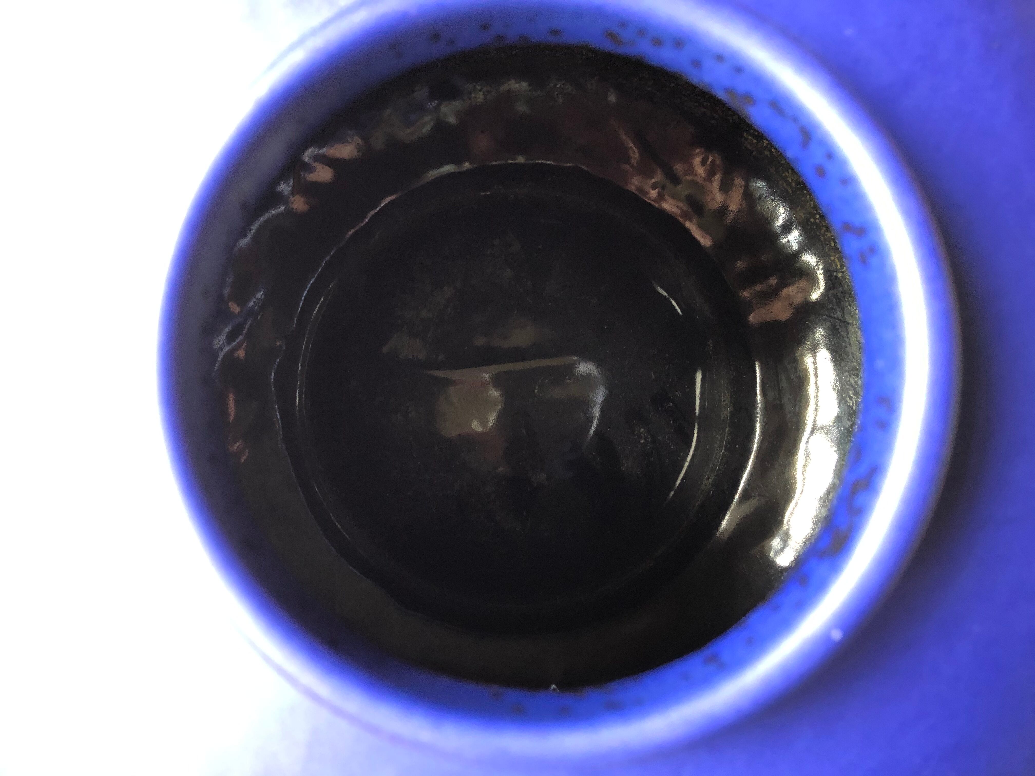 Overseas blue ceramic ball vase around 1960
