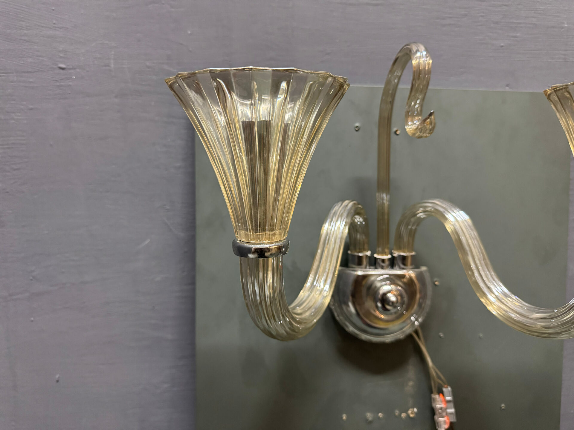 Set of 3 Murano Glass Barovier Sconces 