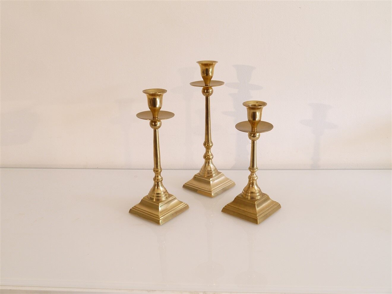 Set of vintage brass candle holders 1960