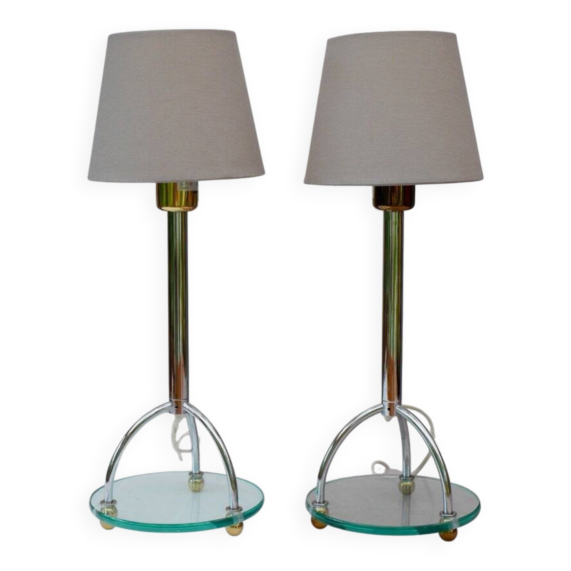 Lampes de table Skymning Art Déco scandinave minimalistes en chrome et verre par Ehlén Johansson, ensemble de 2