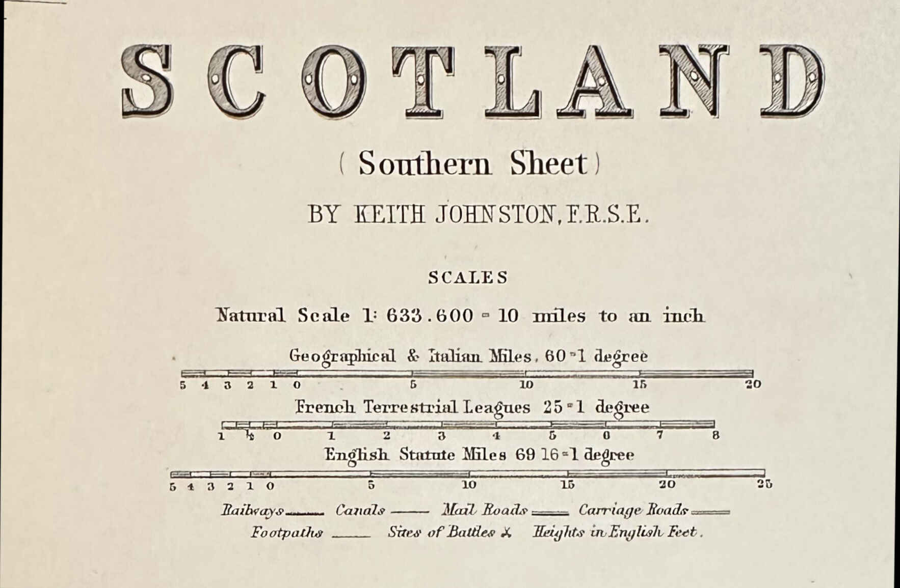 Map of Southern Scotland c1869 Keith Johnston Royal Atlas Hand coloured map