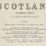 Map of Southern Scotland c1869 Keith Johnston Royal Atlas Hand coloured map