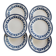 6 vintage flat plates with a blue and white goose pattern.