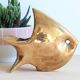 1960s solid brass ashtray in the shape of a stylized fish