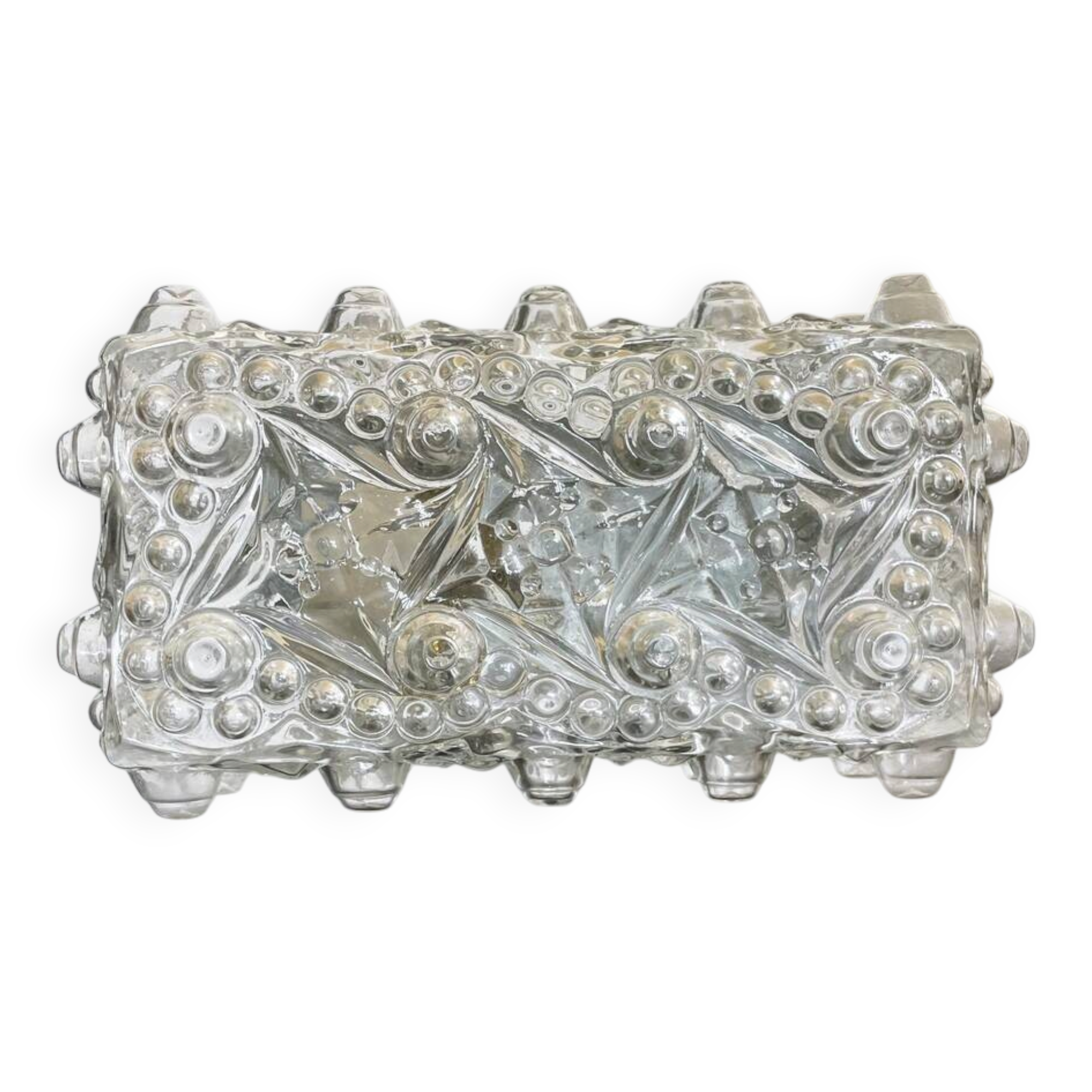 Plafonnier ou applique en verre rectangulaire.