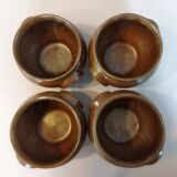 4 bowls with handles in gilded stoneware