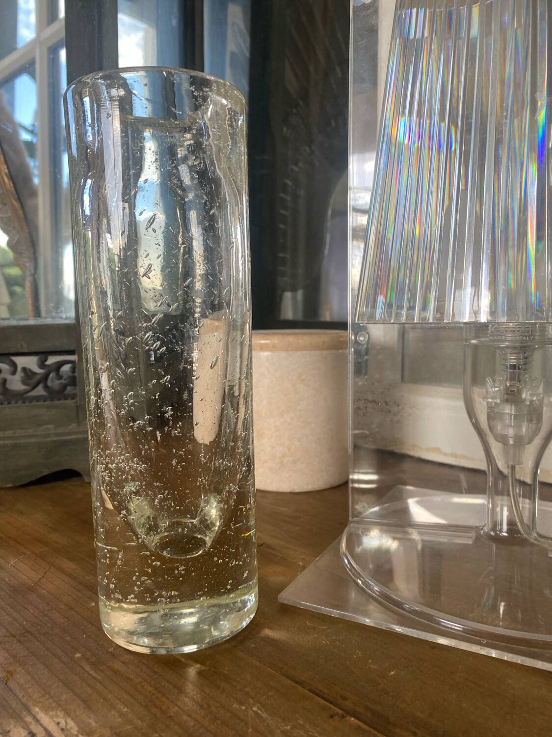 Vintage bubbled glass vase, 1970