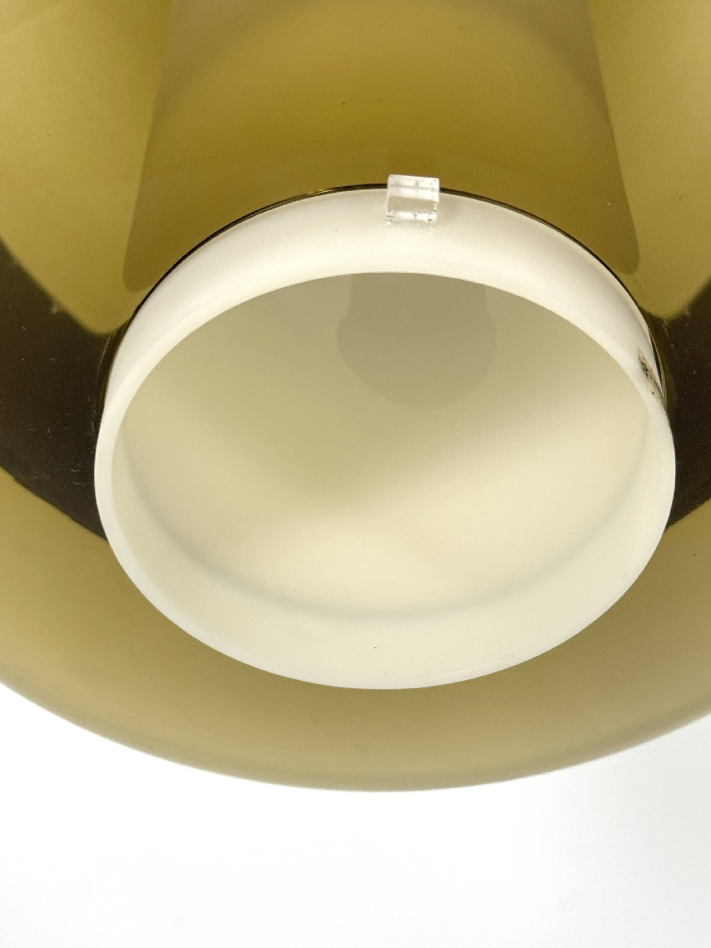 Mid-Century Harvey Guzzini pendant from 1960s. Labeled.