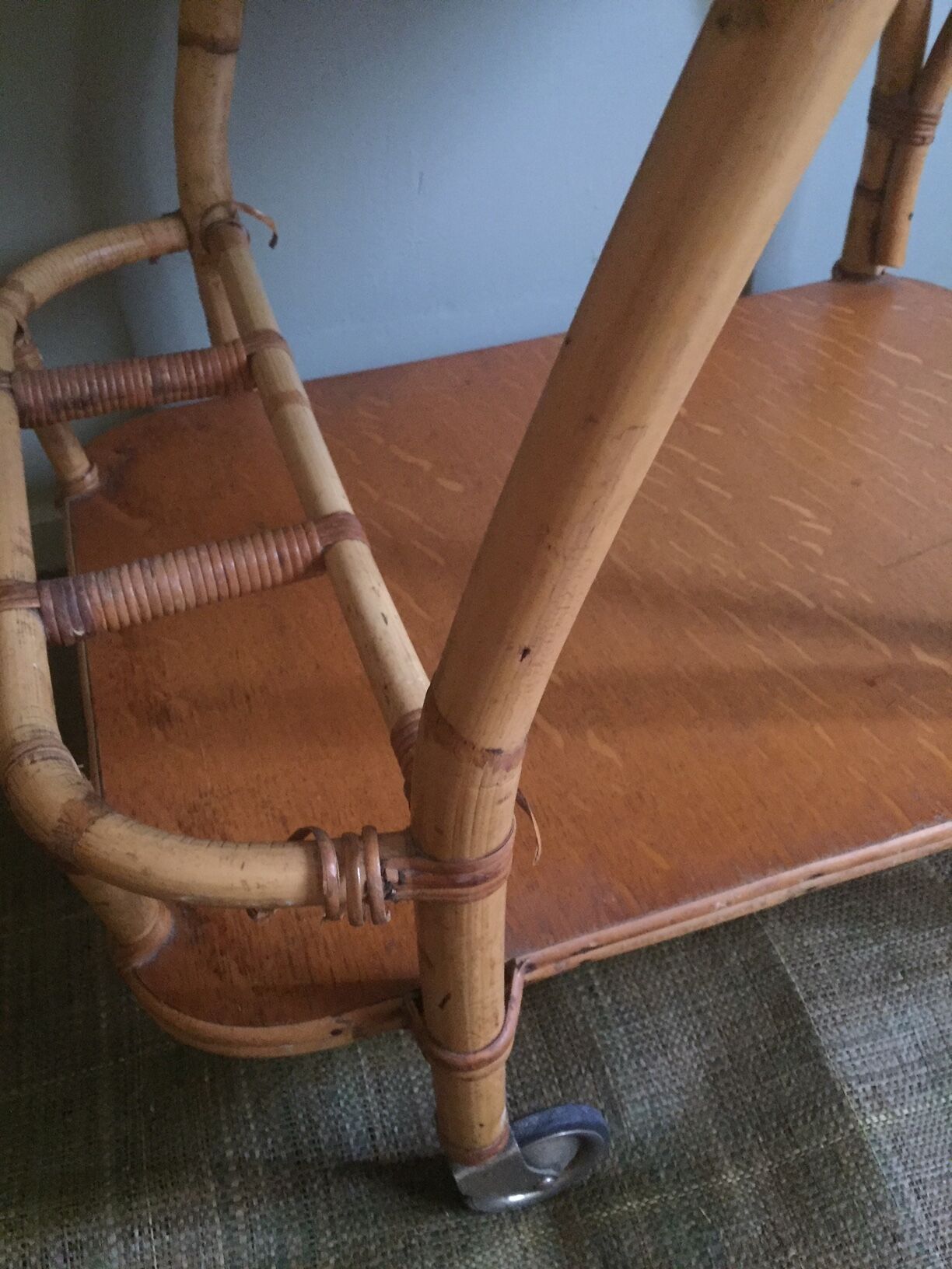 Bamboo rattan serving table