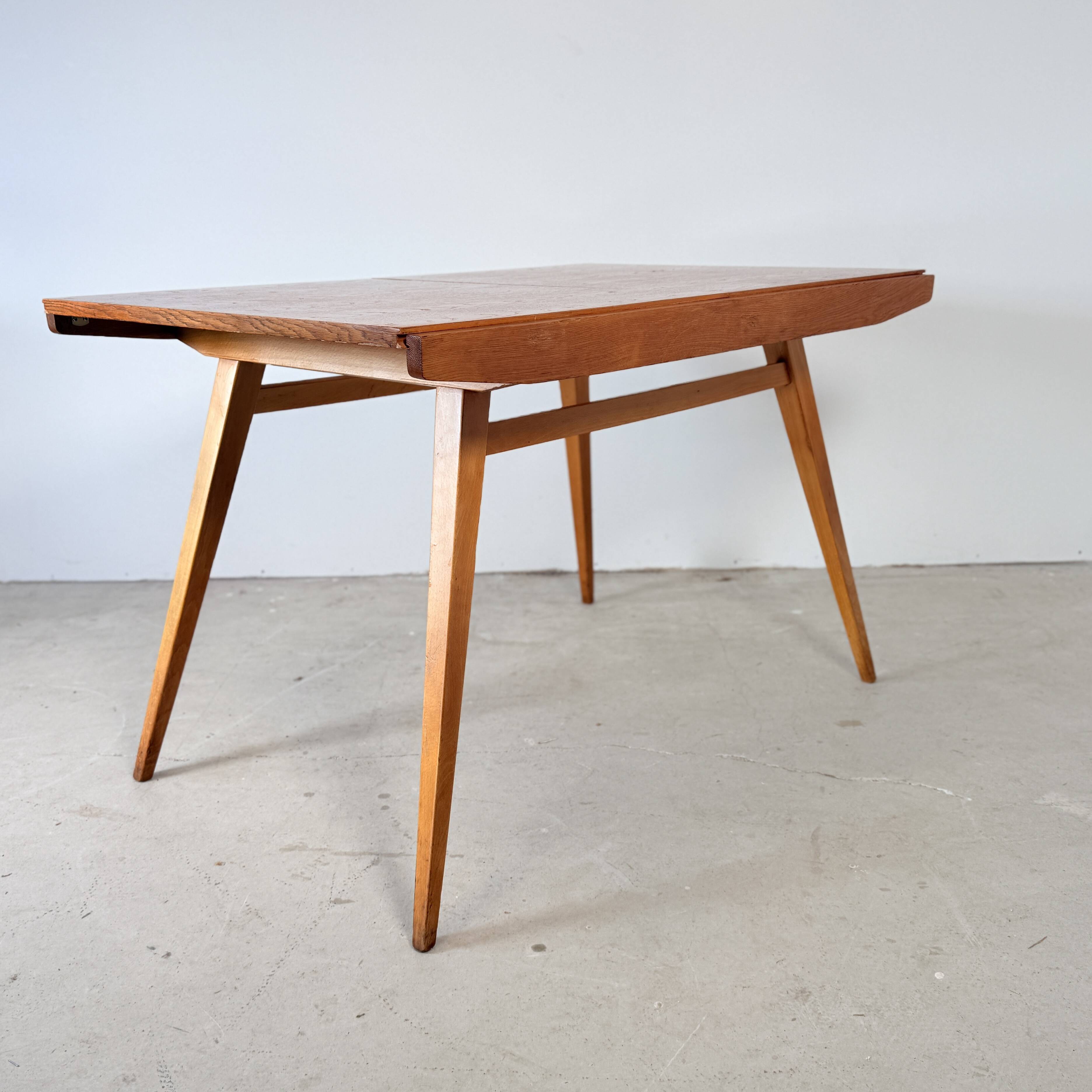 Vintage extendable oak table, František Jirák